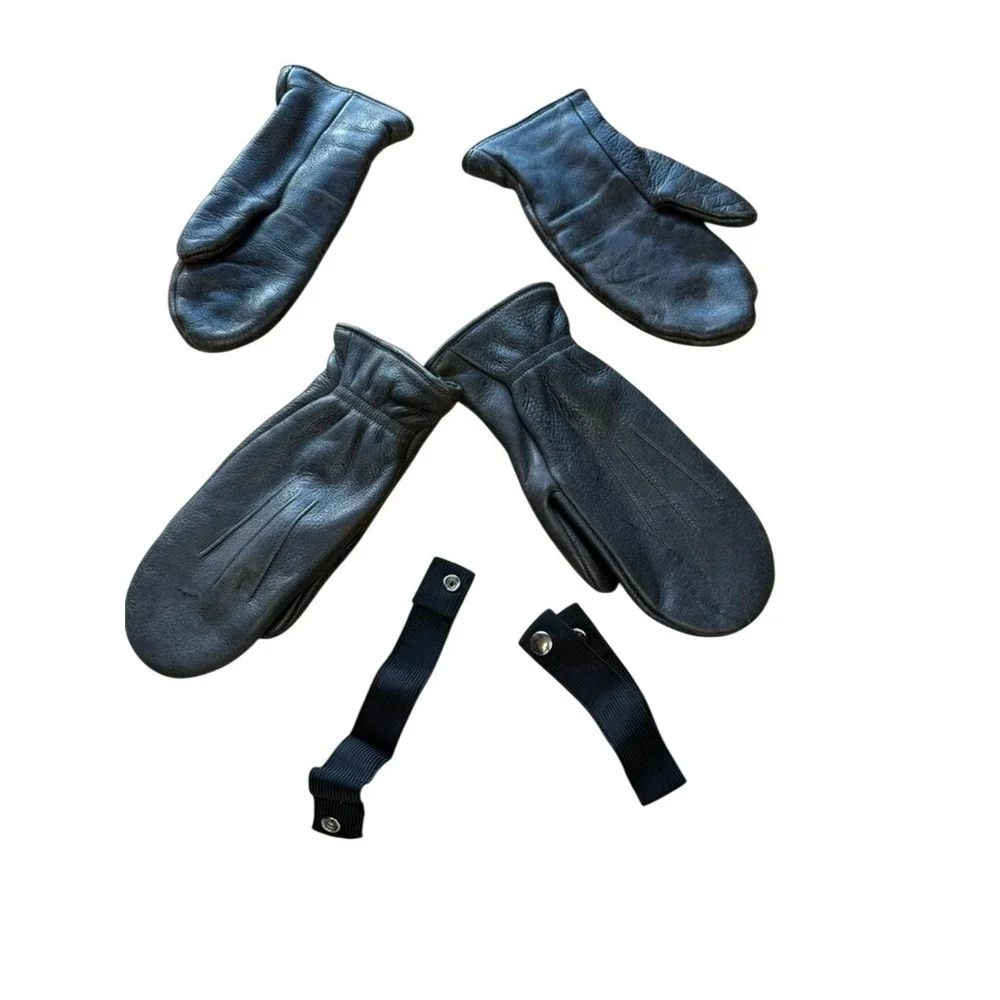VTG Kids Black Leather Mittens 1-SZ‎ 7, SZ 8.5